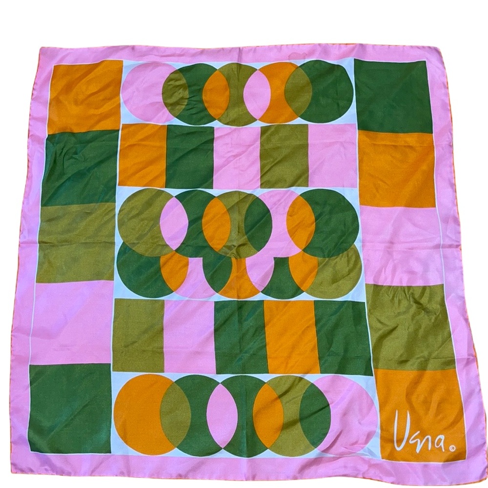 Vera Silk Hand Rolled Scarf Pink Orange Green White a Colorway
